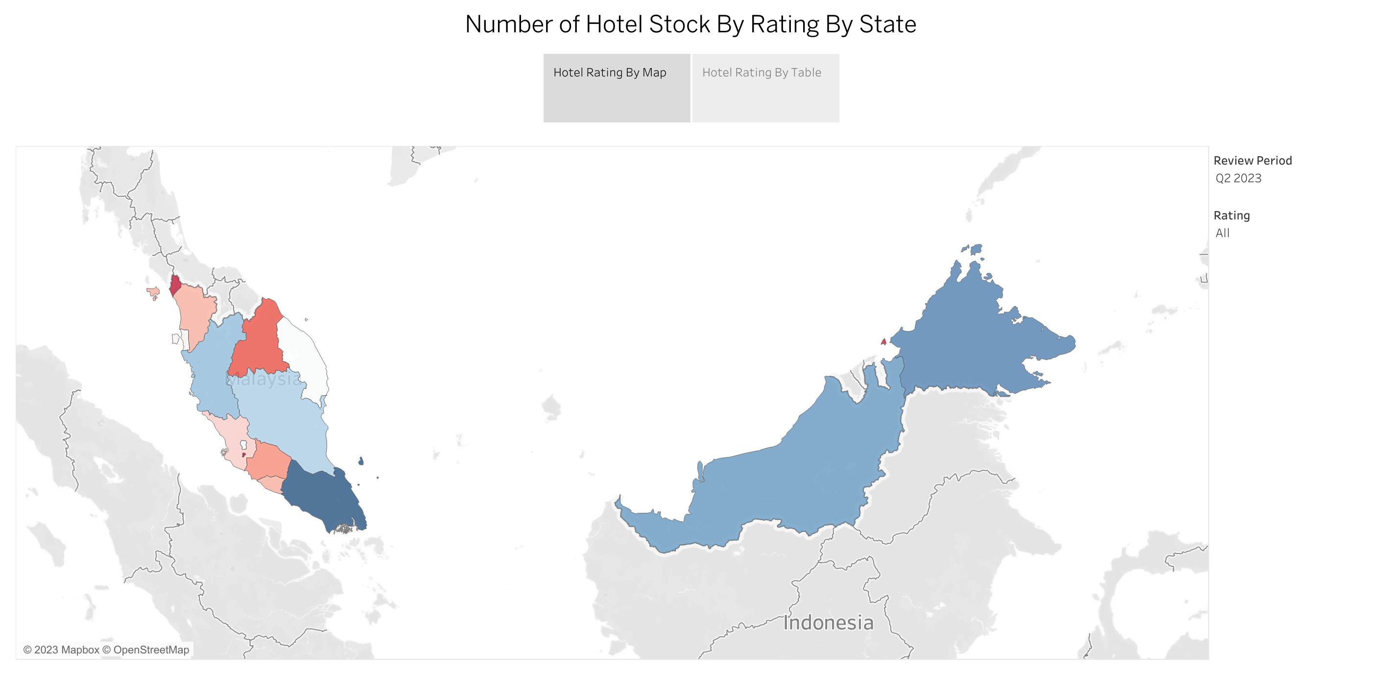 Number of Hotel Stock By Rating By State